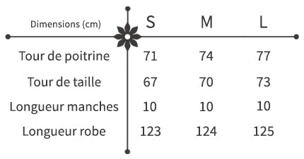 Guide des Tailles Robe Longue Bohème Fleurie