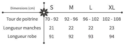 Guide des Tailles Robe Longue à Fleurs Jaune Moutarde