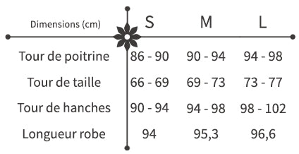 Guide des Tailles Robe Midi Fluide Fleurie