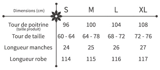 Tailles robe midi fleurie bohème