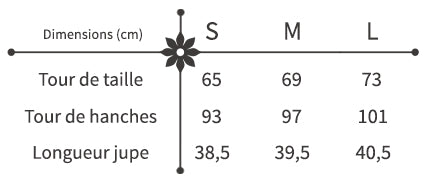 Tailles jupe courte fendue fleurie