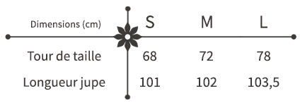 guide des tailles jupe de plage longue à fleurs