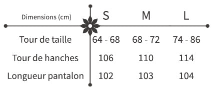 guide des tailles pantalon été à fleurs