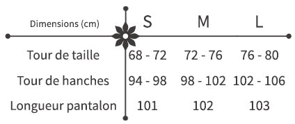 guide des tailles pantalon à fleurs taille haute