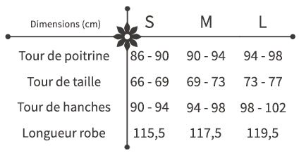 guide des tailles robe à fleurs élégante