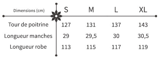 guide des tailles robe à fleurs longue orange