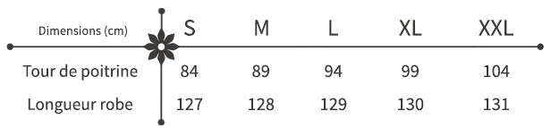 guide des tailles robe à fleurs longue printemps