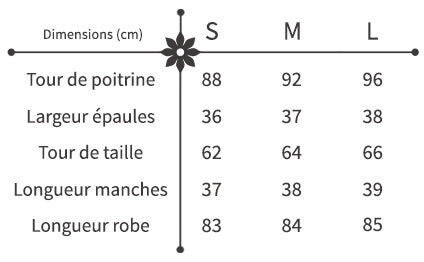 guide des tailles robe bohémienne