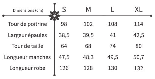 guide des tailles robe à fleurs cérémonie de mariage