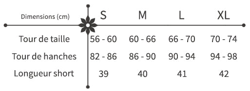 guide des tailles short élégant à fleurs