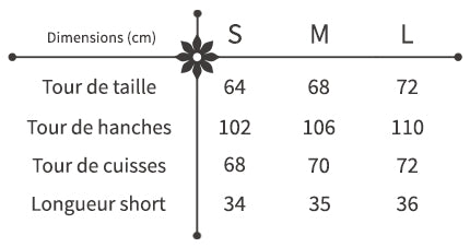 guide des tailles short fleuri brodé