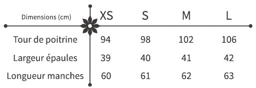 guide des tailles tunique imprimée fleurs courte