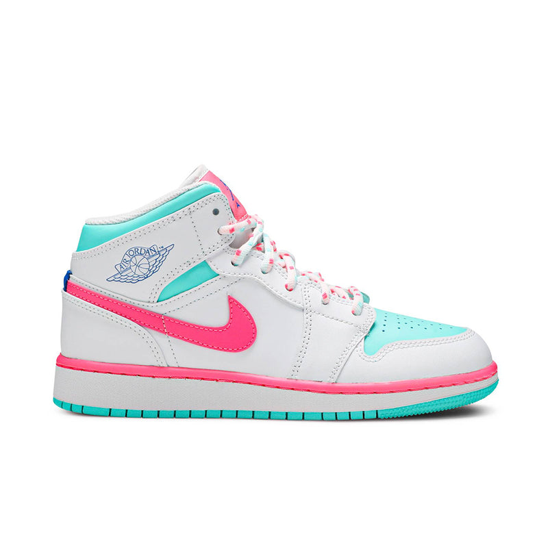 Air Jordan 1 Mid White Pink Green Soar 