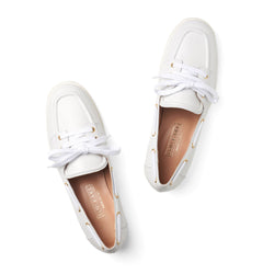 Audrey Leather City Boat Shoes in White 