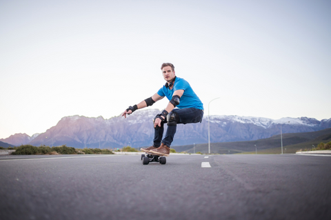 riding electric skateboard