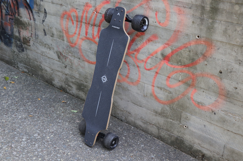 electric skateboard on the wall