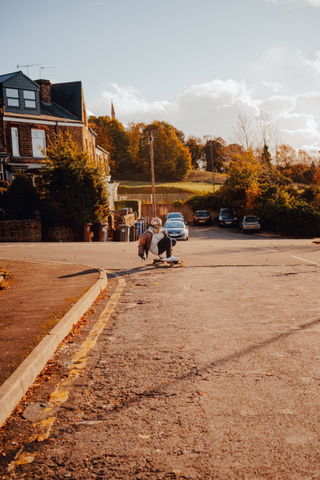 electric skateboard at dawn