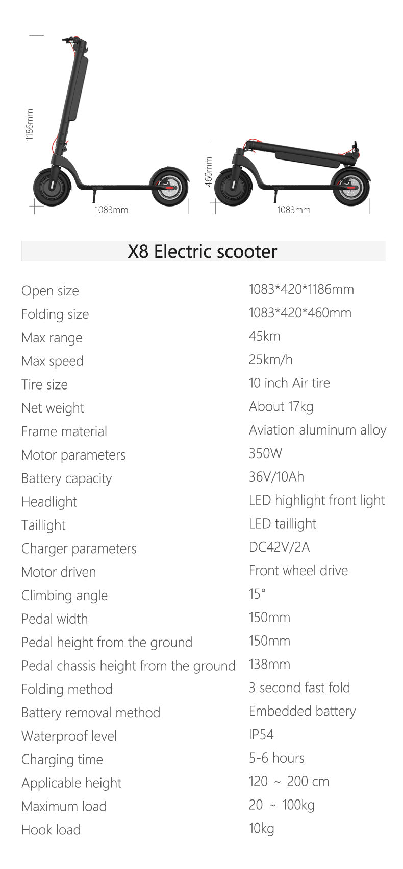 Possway elelctric scooter X8