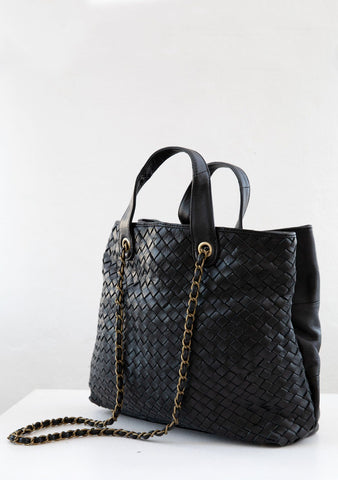 City Woven Leather Bag