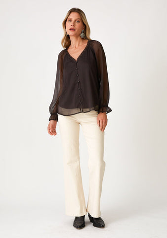 lovestitch chocolate brown chiffon blouse