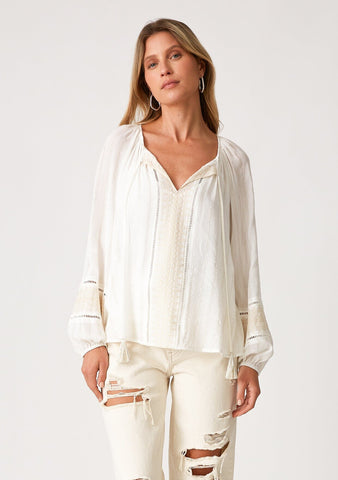 lovestitch white bohemian blouse with sparkle