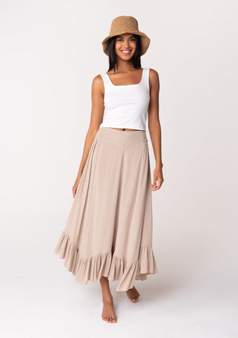 lovestitch low rise ruffle trimmed maxi skirt