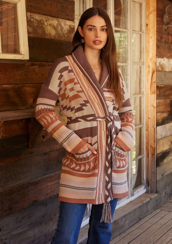 lovestitch brown bohemian statement cardigan