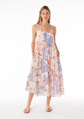 lovestitch pink and blue floral sleeveless spring maxi dress