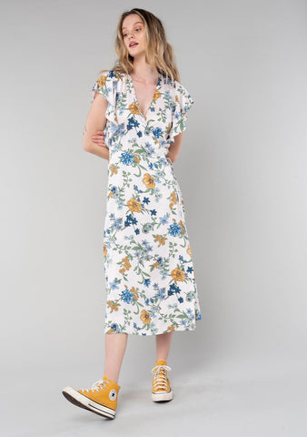 lovestitch blue and yellow floral maxi wrap dress