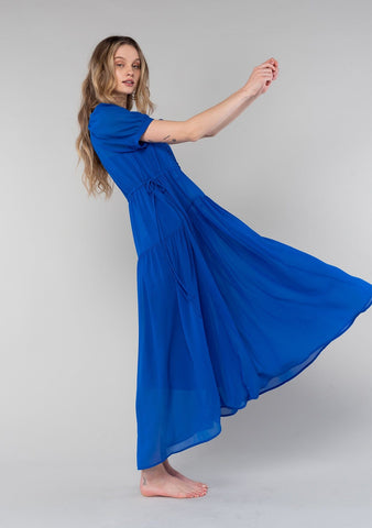 lovestitch sheer chiffon bright blue maxi dress