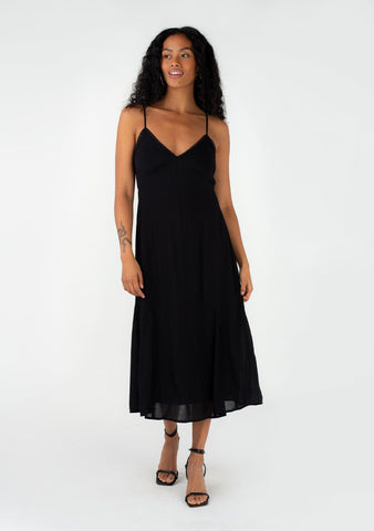 lovestitch simple black slip dress with lace trim