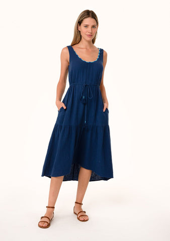 lovestitch blue cotton midi dress