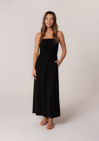 lovestitch classic black knit sleeveless maxi tank dress