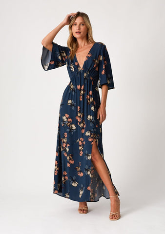 lovestitch blue floral bohemian maxi dress