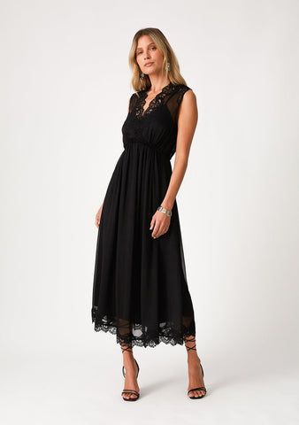 lovestitch black lace mid length dress for special occasions