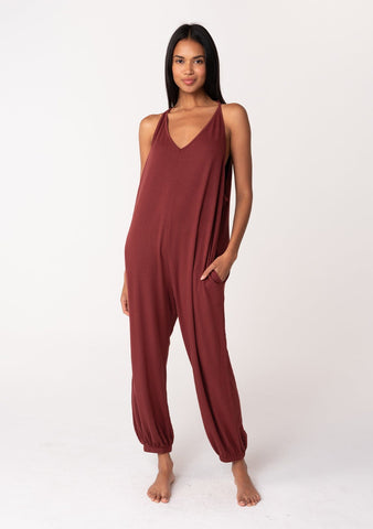 lovestitch burgundy red best selling lounge jumpsuit