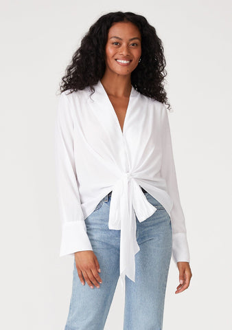 lovestitch white tie front blouse