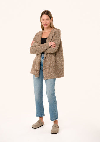 lovestitch brown fuzzy cardigan with hood
