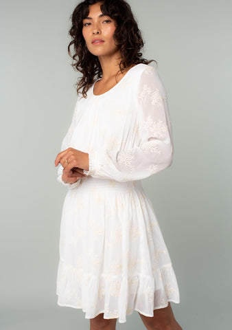 lovestitch white bohemian embroidered chiffon mini dress