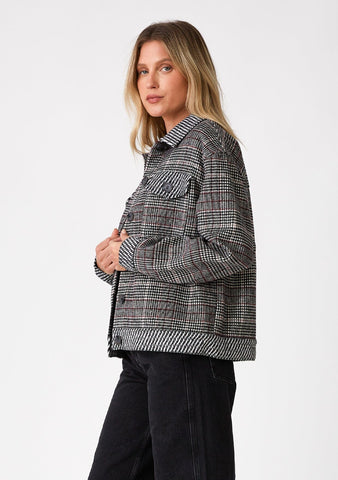 lovestitch grey patchwork plaid jacket