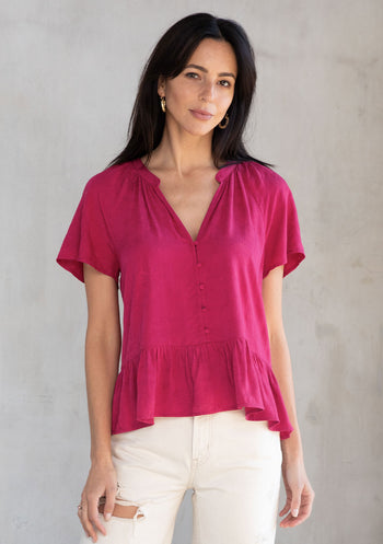 By Anthropologie V-Neck Flutter Hem Top  Anthropologie Singapore - Women's  Clothing, Accessories & Home