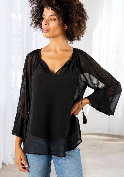 Barcelona Sheer Peasant Top