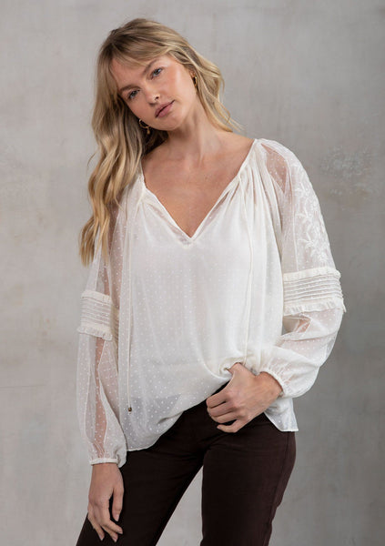 Blissful Sheer Peasant Top