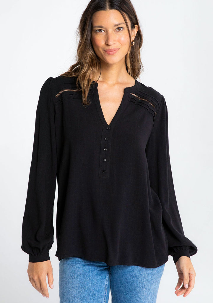 Classic Linen Blend Long Sleeve Blouse | LOVESTITCH