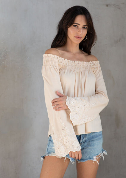 Venture Embroidered Off Shoulder Top