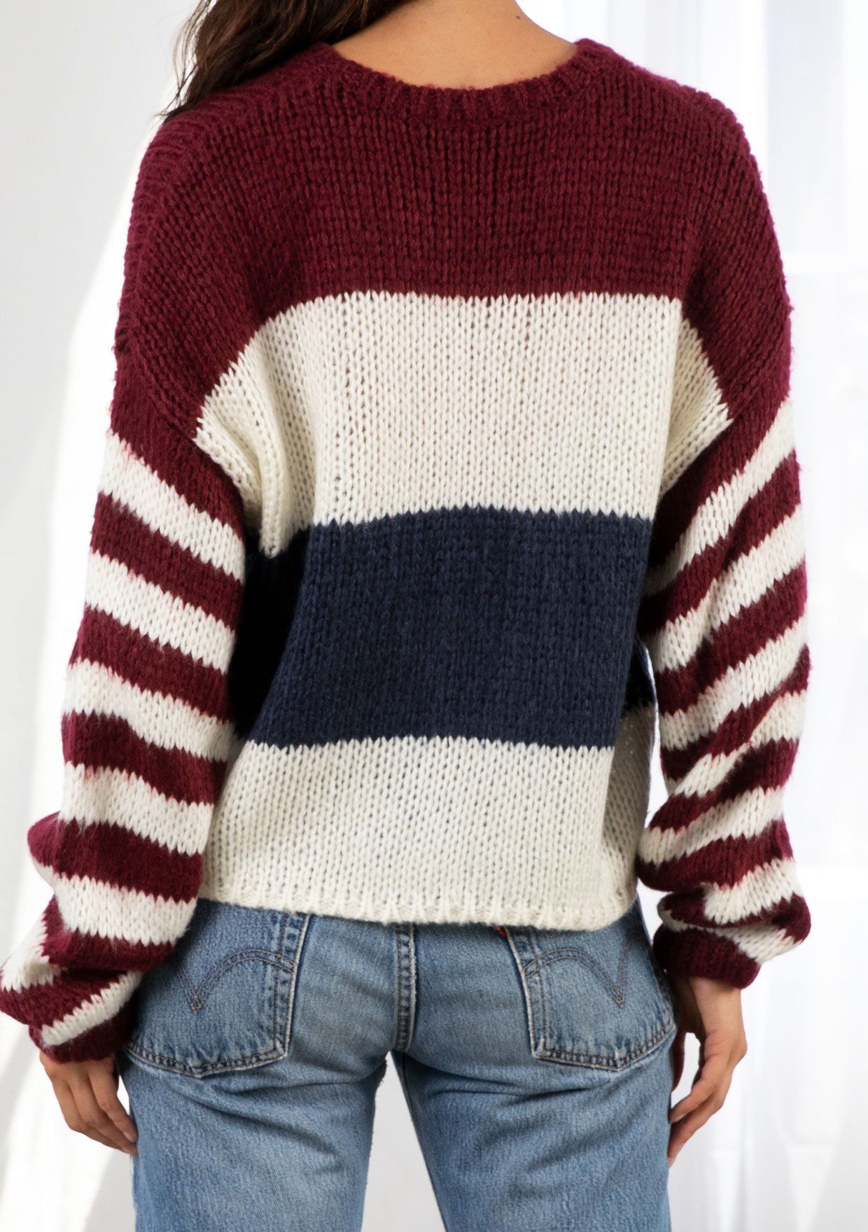 Colorblock Striped Knit Sweater | LOVESTITCH