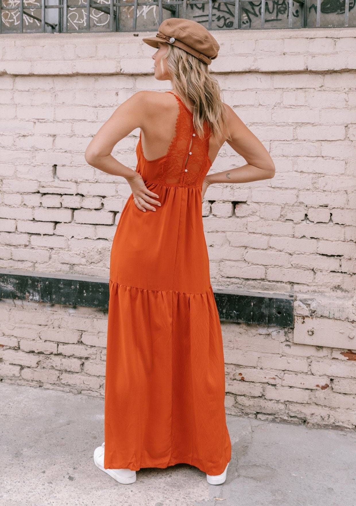 rust colored slip dress