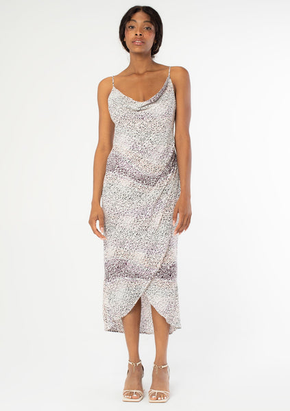 Abstract Leopard Print Midi Dress