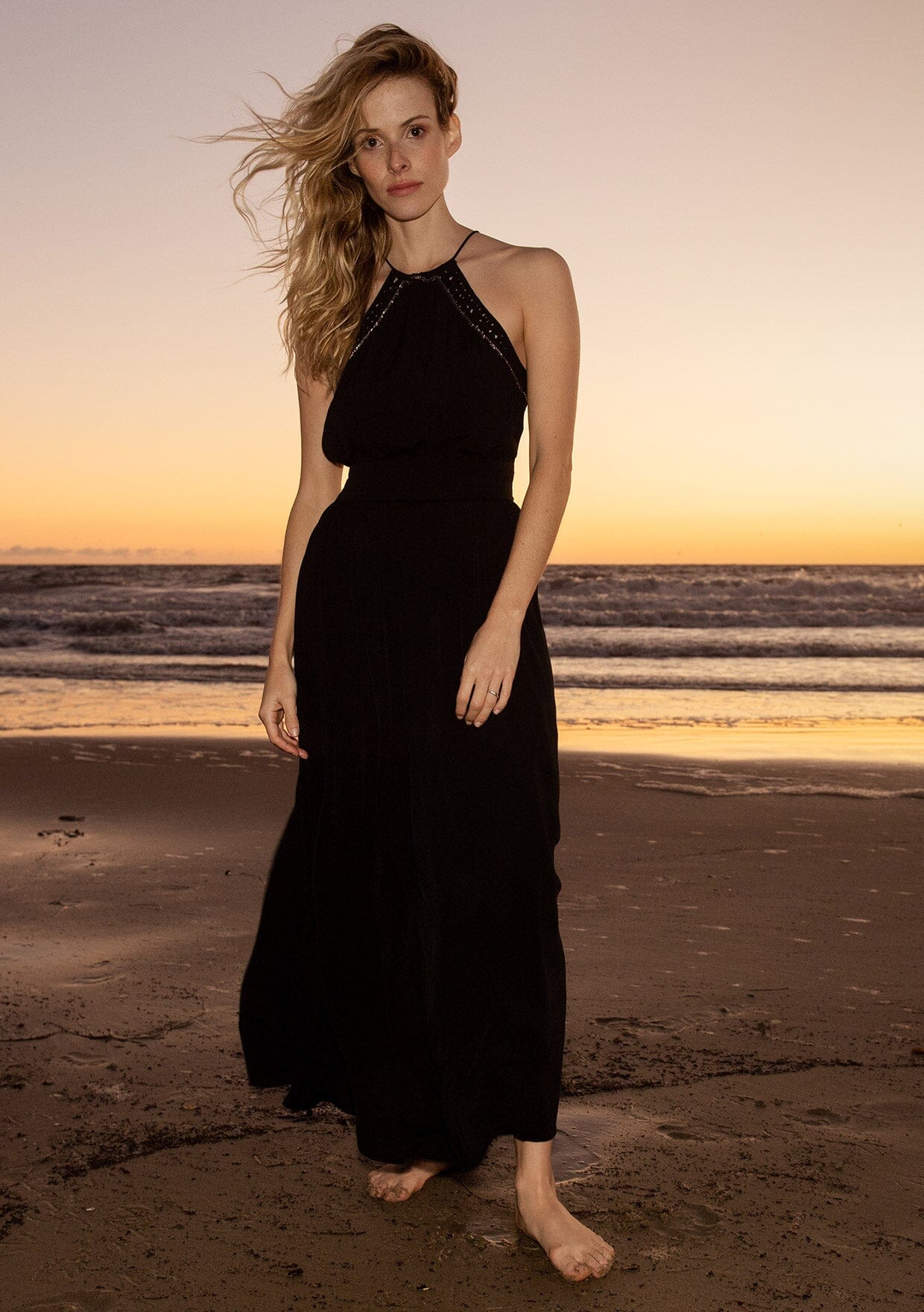 Women's Sexy Black Halter Maxi Dress | LOVESTITCH