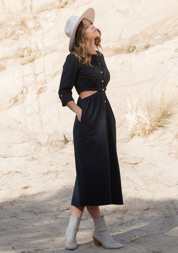 Dramatic Sheer Black Maxi Dress